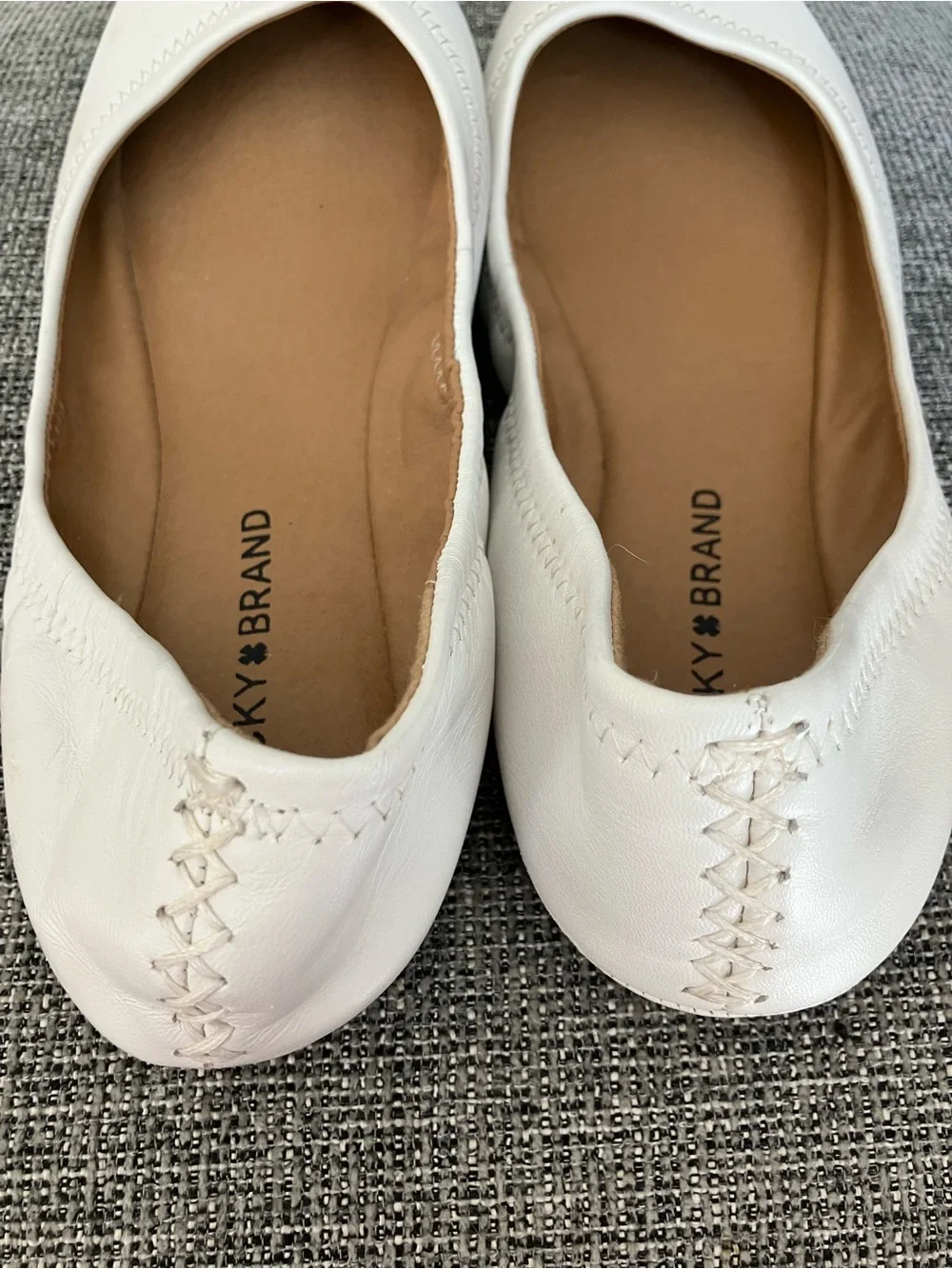Lucky Brand Women's White Slip-On Ballet Flats